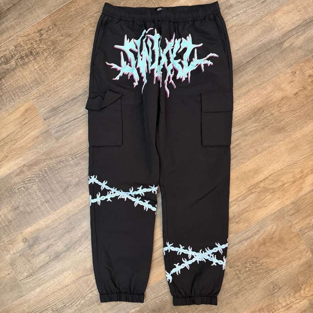 Swixxz Rotten Cargo Barbed Wire Jogger Pant Size M Unisex Windbreaker Streetwear